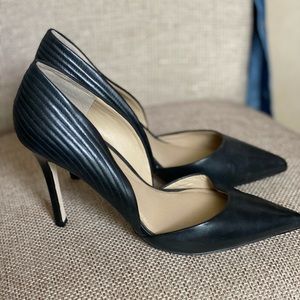 BCBGeneration Black Leather Pointy Toe Heels